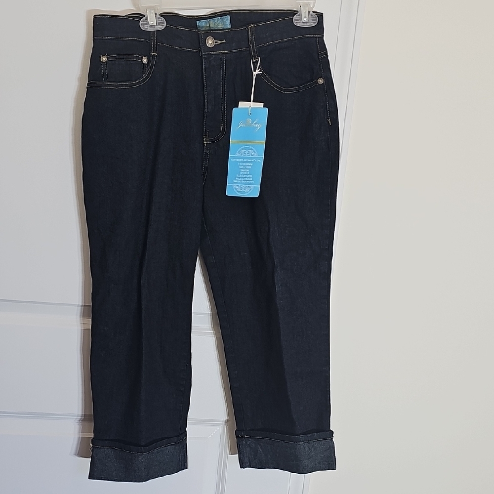 Jeanbay Elegant Dark Blue‎ Cropped Jeans Size 10 NWT